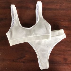 SHEIN High- Waisted White Ribbed Bikini Size Small